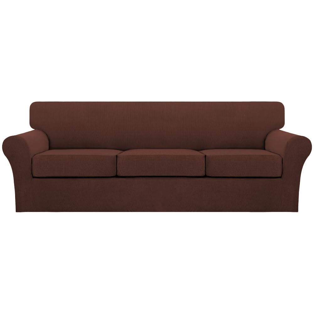 Photo 1 of Turquoize 4 Piece Sofa Covers for 3 Cushion Couch Sofa Slipcover Soft Couch Cover for Dogs-Washable Sofa Furniture Covers with 3 Individual Large Cushion Covers (XL Sofa, Burnt Brick)
