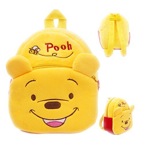 EOLIURR 1 Pack Yellow Winnie the Pooh Plush Backpack Stationery Set B0