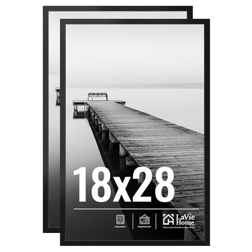 LaVie Home 18x28 Picture Frame 2 pack Display Pictures 18 x 28 Photo Frame 18x28 Black Frame with HD Plexiglas Display Frame for Vertical or Horizontal Classic Collection