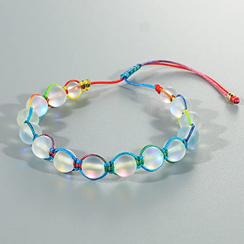 KELITCH Mermaid Moonstone Bracelet Glass Beaded Link Strand Friendship Cuff For Women Bracelet Handmade Fashion Jewelry3