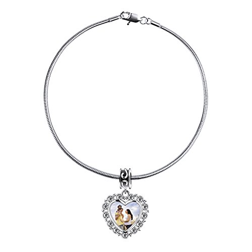 Personalized Keepsake Charms Gift-925 Sterling Silver Heart Shaped Photo Charms Beads Custom Your Own Picture Hanging Pendant Fits Pandora Bracelet Necklace Anklet, Perfect Birthday/Christmas Gift #TOP3