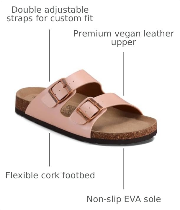 Image of Litfun Unisex Cork Footbed Sandals Summer Slip On Slides for Women Men