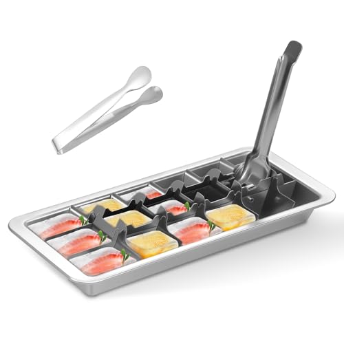 Bandeja para cubitos de acero inoxidable 18 ranuras con palanca miniatura 1