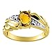 anillo para mujer de aguamarina y diamante chapado en oro amarillo y plata Imagen de anillo para mujer de aguamarina y diamante chapado en oro amarillo y plata