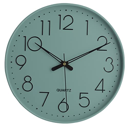 Topkey Wanduhr, 30,5 cm, geräuschlos, Nicht tickend, arabische Ziffernuhr, rund, dekorative Wanduhr für Büro, Wohnzimmer, Schlafzimmer, Küche (Batterie Nicht im Lieferumfang enthalten) Cover