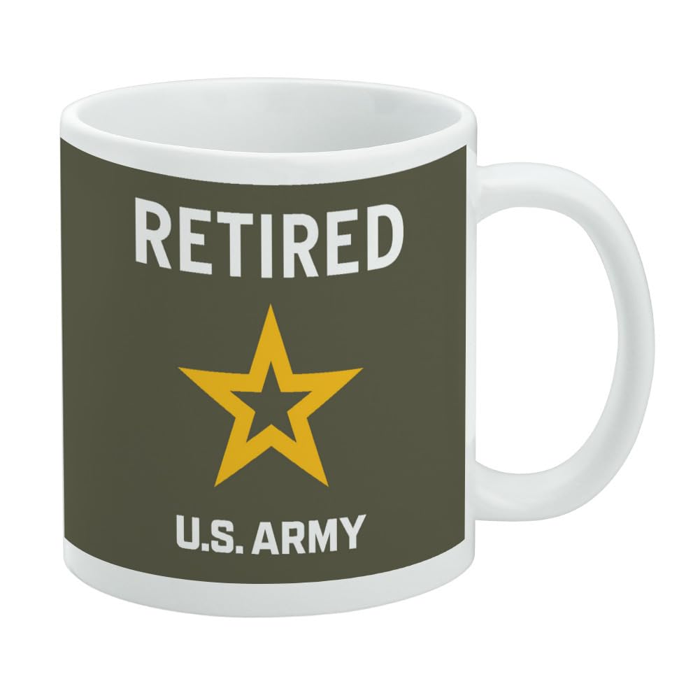 U.S. Army Retired Logo Ceramic Coffee Mug, Novelty Gift Mugs for Coffee, Tea and Hot Drinks, 11oz, White