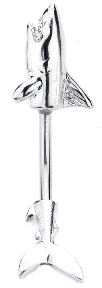 Body AccentzBelly Button Ring Navel Split Shark 316L Surgical Steel Jewelry