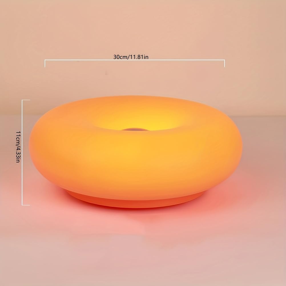 AoLa Lampa Donut Pomarańczowa lampa stołowa LED Donut z kablem i wtyczką Lampa stołowa z regulacją jasności Touch Control Okrągła nowoczesna lampa nocna Dekoracja pokoju dziecięcego Oświetlenie