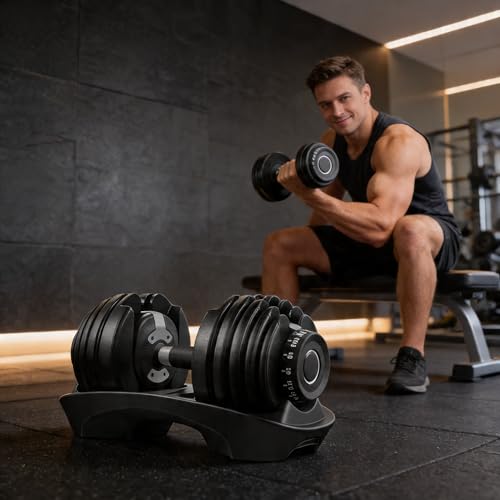 LSBIKE 24kg Verstellbare Hanteln, Einstellbare Platzsparende Hante mit Anti-Rutsch-Griff, Variable Gewichte 6 in 1, Gut für Zuhause,Büro,Fitnessstudio, Platzsparend fürs Heimtraining (Schwarz 1 Stück)