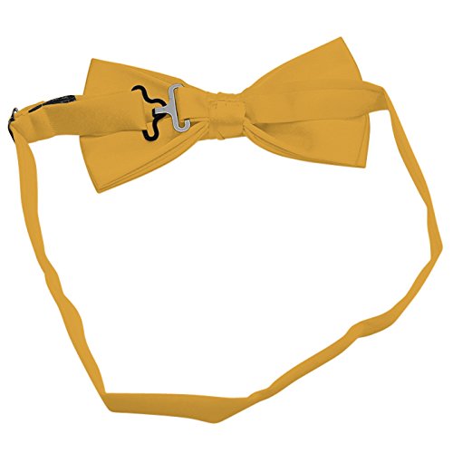 Platinum Hanger Mens Classic Pre-Tied Satin Formal Tuxedo Bowtie Adjustable Length Large Variety Colors Available (Mustard) #TOP3