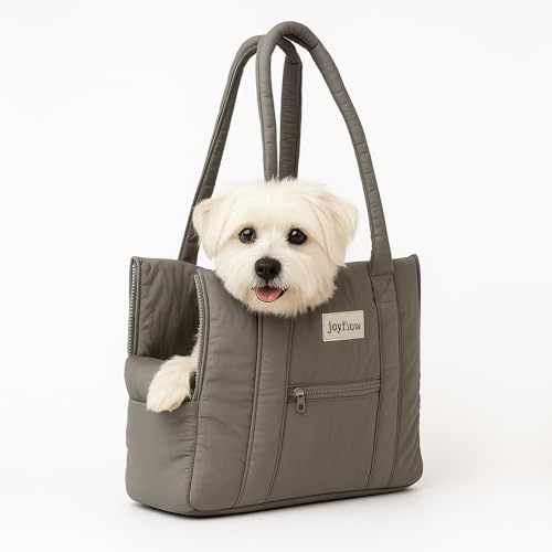 joyflow Trasportino Borsa Carrier Cani Gatti | Taglia Piccola e Medie fino 6kg | Morbida Tasche Clip Sicurezza | Aereo Auto Dog Cat Cane Gatto Coniglio Designed in Europe 38x29x12cm Grigio Scuro
