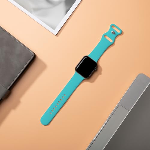 Cindgress Sport Band Compatible with Apple Watch 41mm 38mm 40mm 42mm for Women Men, Soft Silicone Strap for iWatch Wristband Series Ultra SE 11 10 9 8 7 6 5 4 3 2 1 S/M Teal by Cindgress - Used condition - US$7.18