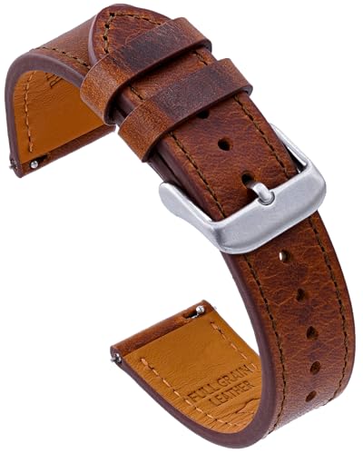 Benchmark Leather Watch Band – Badalassi Carlo Waxy Vegetable Tanned Leather – Italian Full Grain Leather Watch Strap – Quick Release Spring Bars (Chestnut, 20mm)