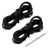 GORGECRAFT 4M Softballhandschuh Schnürset Rindsleder Handschuhspitze Schwarz Tragbar Sport Baseballhandschuh Reparatur Flache Schnürsenkel Mit Edelstahl Schnürnadel Für Catcher Handschuhe Sportler