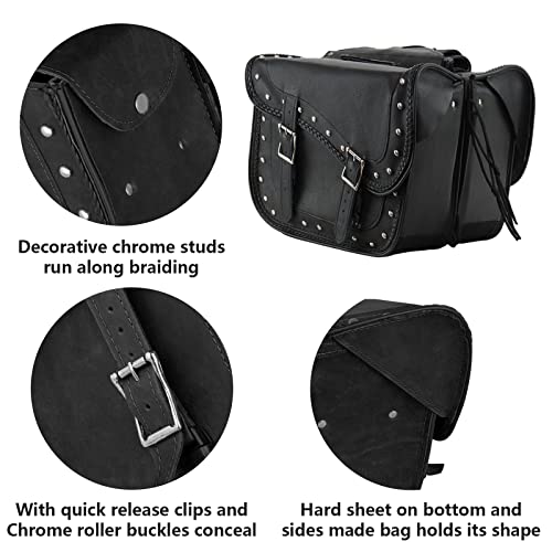 GARGOYLE BELLS Motorcycle Saddle Bags Genuine Leather Motorcycle Luggage Bag For Softails Sportsters and Choppers (With Studs, Black, 13”x13“x10”) by GARGOYLE BELLS - Image 2