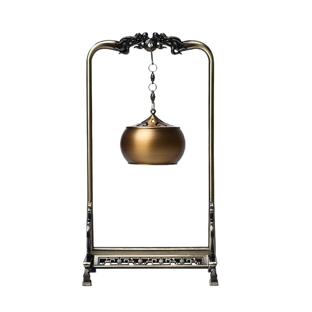 Brass Hollow Hanging Reverse Flow Incense Burner Home Indoor Creative Decorative Ornament Holder Decor(Gold)