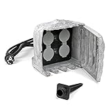 Wiltec Gartensteckdose 4fach in Steinoptik, IP44, Außensteckdose mit Zwei Schaltern und 1,5m Kabel