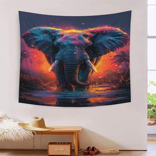 Tapisserie murale éléphant 3D en textile doux haut de gamme 180x230