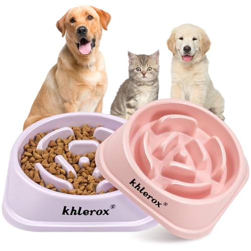 Slow Feeder Lot de 2 gamelles antidérapantes pour chiens et chats de petite et moyenne taille, anti-étouffement et anti-ballonnements interactifs, pour chiens et chats de petite et moyenne taille