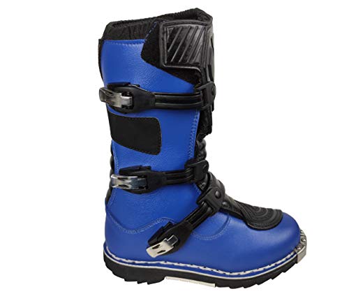 WinNet STIVALI DA BAMBINO RAGAZZO PER MOTO DA CROSS FUORI STRADA ENDURO (BLU, numeric_35)