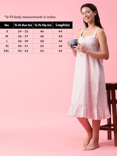 Image of Women Printed Cotton Nighty Nightdress Maxi S /M /L /XL /2XL.