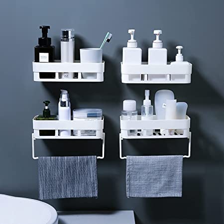EBOFAB Plastic Home Kitchen Bathroom Accessories Rack Shelf for Home and Kitchen Adhesive Sticker Support Without Drilling (B.S.(4)+Hanger(2) (B0BFRJ5G8N) Amazon Price History, Amazon Price Tracker