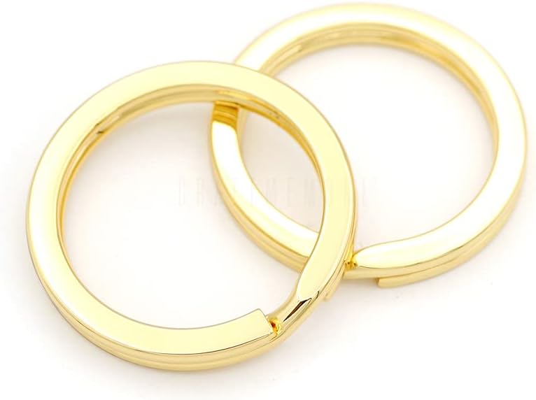 CRAFTMEMORE Key Rings Quality Finish Keychain Rings Metal Flat Split Rings for Car Keys Attachment DIY Leathercraft VTKR (1 3/16" (30mm) KR58, Gold)
