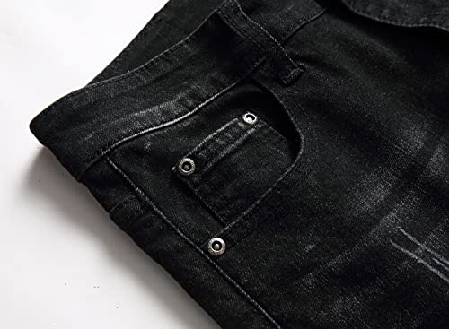 Ximximmtian Biker Jeans For Men,Slim Fit Stretch Distressed Denim Pants (38, 9233 Black) #TOP6