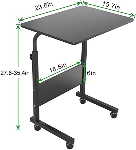 SogePower Adjustable Mobile Bed Table, Laptop Computer Stands Desks Student Portable Laptop Cart Desk(23.6 inches, Black)