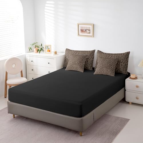 Erosebridal Cheetah Print Comforter Set Full Size,Brown Leopard Bedding Set for Kids Teens,Animal Skin Texture (Comforter+Fitted+Flat Sheet+2 Pillowcases+2 Throw Pillow Covers) 7 Pieces Bed Set - Image 6