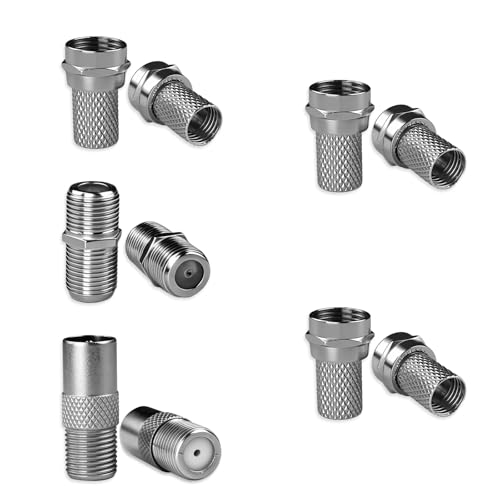 WMYMON 10 Pcs Coaxial Cable Connectors Satellite Cable Connectors TV Aerial Connector(RG6) F Type Connector Suitable for satellite television (silver)