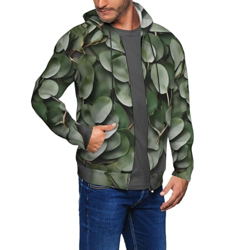 Sweat à capuche homme résistant au vent veste zippée imprimé eucalyptus EdWal - 6