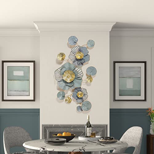 Asense Metal Flower Wall Decor, Modern Wall Hanging Sculpture Art, Home Decorations Accents For Living Room Bedroom Kitchen Or Office #TOP2