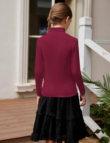Image of Arshiner Girls Turtleneck Sweater Kids Casual Long Sleeve Knit Pullover Tops