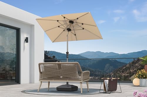 Image of PURPLE LEAF Patio Umbrella 4' x 6' Rectangle Tilt Market Umbrella Khaki