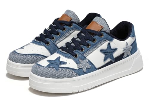 Star Shoes Walking Sneakers for Women Cute Sneakers Round Toe Y2K Aesthetic Cute Shoes Anti-Slip Comfort Pink/Black/Blue2