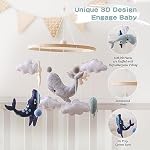 EERKEOD Baby Crib Mobile Ocean Nursery Mobile for Boys Girls Handmade Felt Mobile for Crib Nursery Decor for Infant Bedroom Hanging Baby Mobile for Bassinet Newborn Baby Gift（Whales） - Image 4
