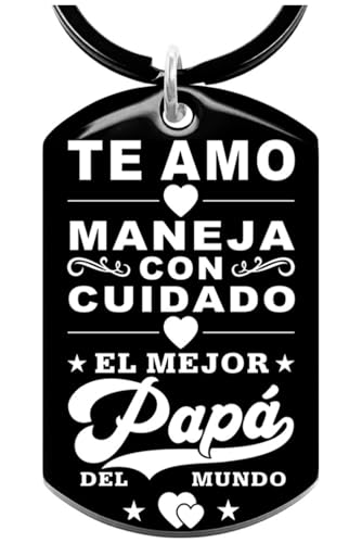 Image of Dad Gifts for Fathers Day - Regalos Para el Dia del Padre, Valentines Day Gifts for Dad Men, 2026 Spanish Mexico I LOVE YOU, DRIVE SLOW, BEST DAD IN THE WORLD Keychain Regalos para Papa Hombre