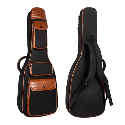 PPOPPO 39/40 Inch Electric Guitar Gig Bag 0.5 Thickened Padding Water-Resistant Frosted Cloth & Crocodile-Patterned PU Leather Soft Durable Guitar Backpack Case with 3 Pockets & Neck Fixed Strap