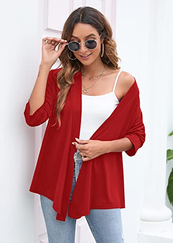 Image of Heymoments Women's Lightweight Open Front Cardigans 3 /4 Sleeve Casual Soft Drape Fall Cardigan S-2XL