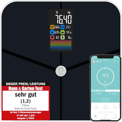Fitleap Körperfettwaage mit Körperfettanalyse, digitale...