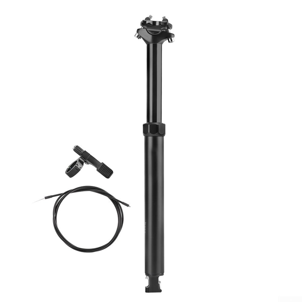 Besttoolifes Alloy Dropper Seatpost 30.9mm with Internal Cable Routing Bike, Lightweight Telescopic with -Pin, Black 425mm Length