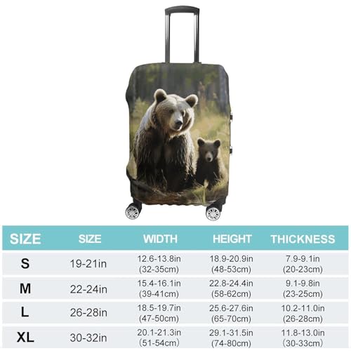 Mother Brown Bears Protect Luggage Cover, Washable Elastic Suitcase Cover Protector Fit 18-32 Inch Luggage2