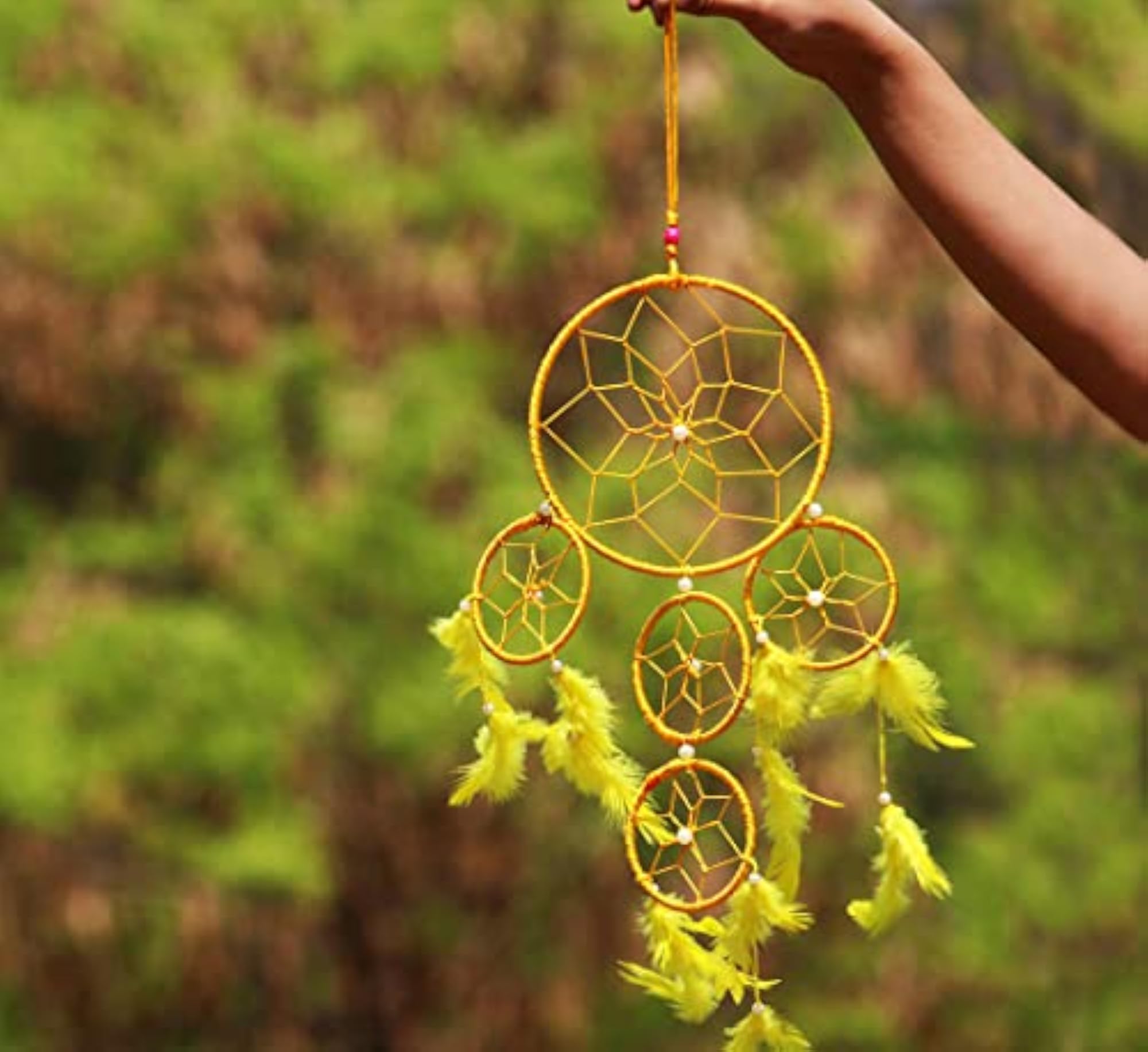 Feng Shui Five Ring Yellow Dream Catcher for Good Dreams