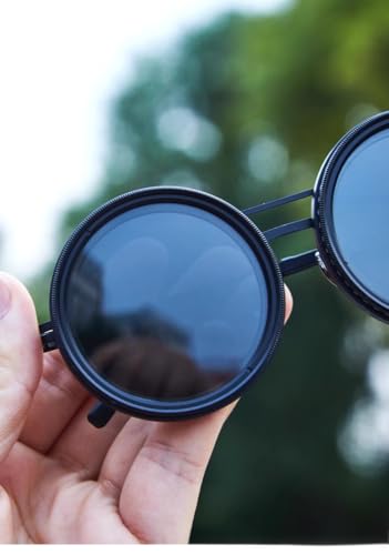 ND Filter Adjustable Polarized Lens - 9-Step Light Control, UV Protection, Titanium Frame, Classic Vintage Design4