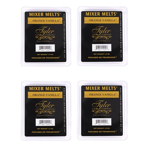 Tyler Candle Company Orange Vanilla 1.9 Ounce Scented Mixer Wax Melt Cubes for Tart Burner, Pack of 4