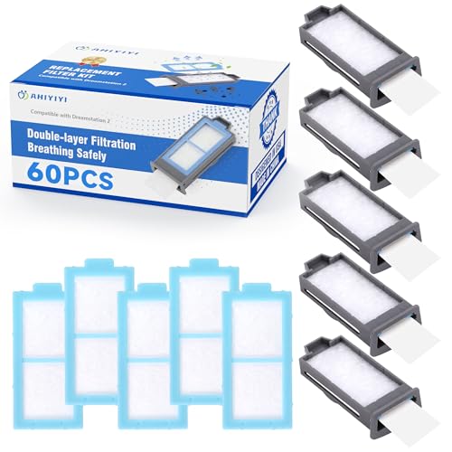 60PCS Replacement CPAP Filters for Dreamstation 2 Includes 5 Preassembled Filters+ 25 Pollen Filters+ 25 Ultra-Fine Filters Reusable Supplies by AHIYIYI