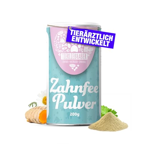 TIERLIEBHABER – Zahnfee Pulver zur täglichen Hunde Zahnpflege – Von Tierärzten entwickelt – Zahnpulver für Hunde gegen Zahnstein Hund & Mundgeruch Hund – 200g natürliches Pulver
