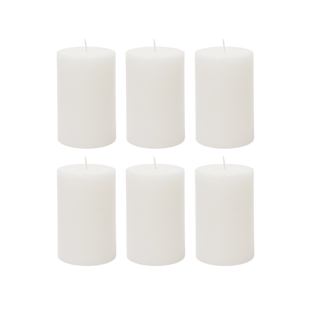 (6, 5.1cm x 7.6cm Round) - Mega Candles 6 pcs Unscented White Round Pillar Candle Hand Poured Premium Wax Candles 5.1cm x 7.6cm For Home Decor, Wedding Receptions, Baby Showers, Birthdays, Celebrat...