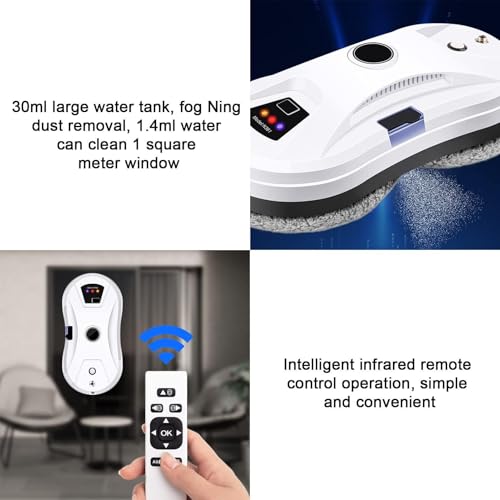 Robô Limpador De Janelas, Com Tanque De Água De 30ml Robótico De Limpeza De Vidro Inteligente, Sucçã